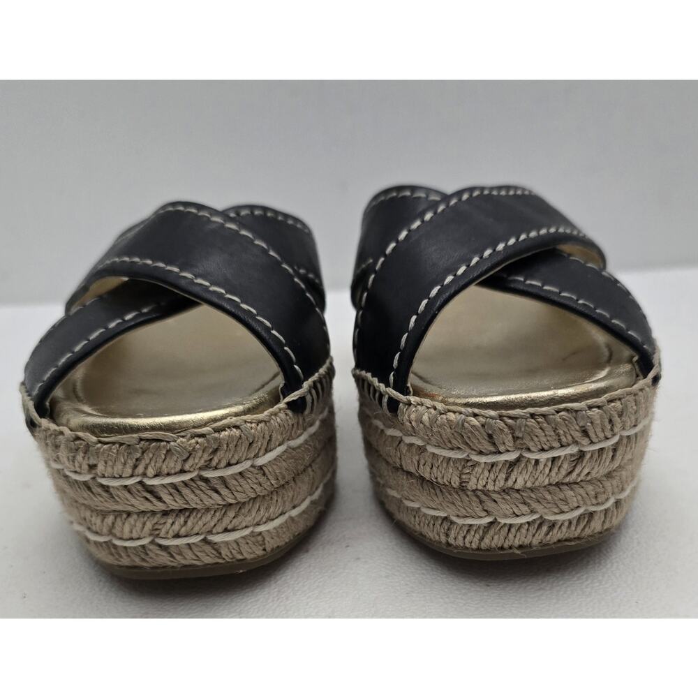 Womens Prada Leather Cross Strap Espadrille Platform Sandals Black Eu 37.5/7.5US - Picture 3 of 13